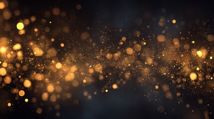 Fototapeta premium Festive abstract christmas texture with golden bokeh particles and soft light highlights on a dark background creating a warm holiday atmosphere and elegant seasonal glow