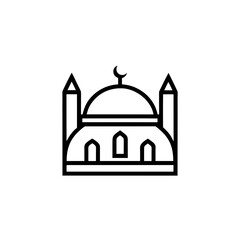 Outline drawing of a simple mosque design on transparent background silhouette