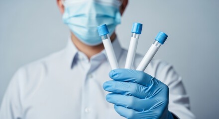 Medical professional holding test tubes for lab analysis