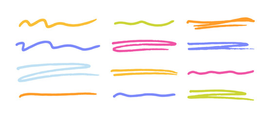 Brush pen stroke hand drawn vector collection isolated on white.