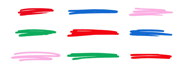 Under line stroke brush pen marker collection isolated on white.