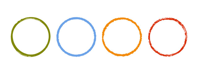 Hand drawn grunge circle collection isolated on white.