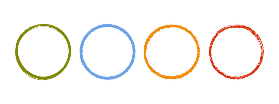 Hand drawn grunge circle collection isolated on white.