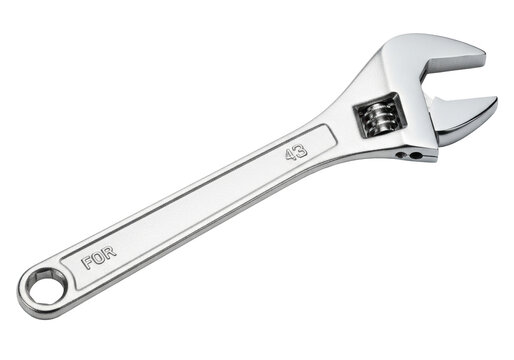 Isolated adjustable wrench gleaming, a durable tool for tightening fasteners and loosening nuts