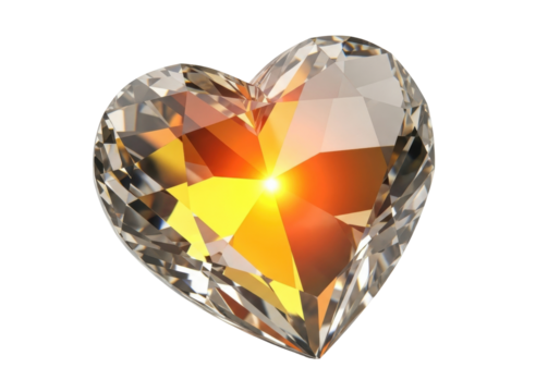 Isolated Crystal Heart with Brilliant Cut Style, Gemstone Ornament for Jewelry Design Elements - Powered by Adobe
