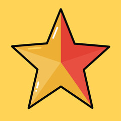 Stylized Star with Two-Tone Color Scheme and Black Outline.