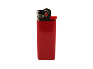 Red disposable lighter isolated on transparent background