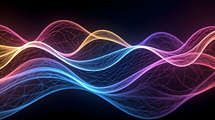Stunning vibrant waves with neon colors create dynamic abstract background for modern designs and technology projects, perfect for adding visual impact