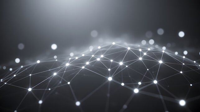 Stunning network connection with glowing nodes and intricate lines, perfect for technology, science, and business innovation projects