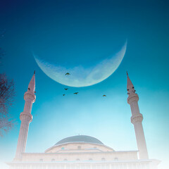 Ramadan or Islamic square background photo: Haci Osman Efendi Mosque, Erzurum
