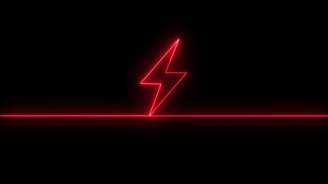 Neon glowing battery charging icon animation on black background. Neon Battery charging power symbol. Neon battery icon concept.