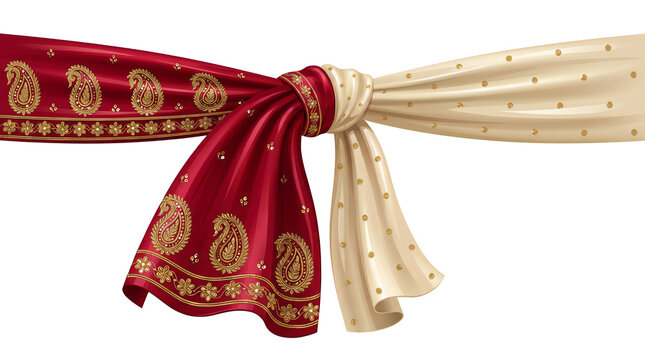 Traditional indian wedding knot ceremony fabric vector illustration