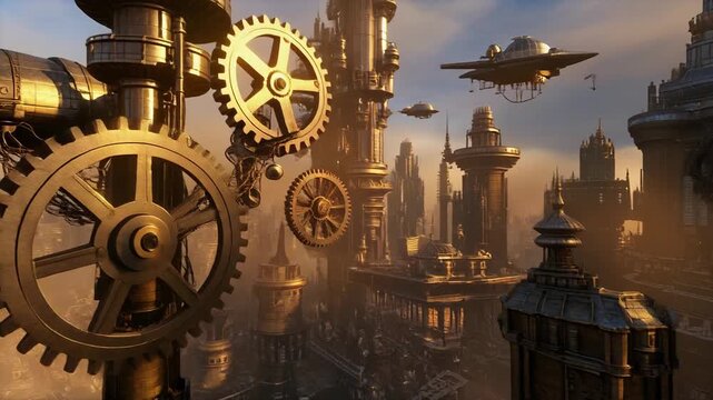 Steampunk Cityscape - A Vision of Victorian Future.
