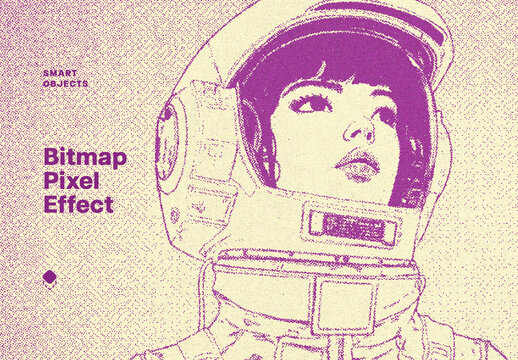 Bitmap Pixel Photo Effect Mockup