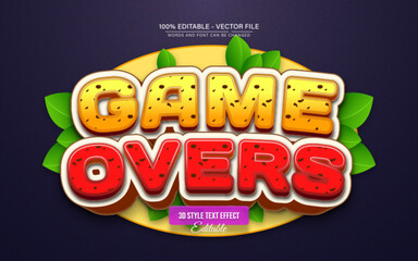 Game Over Cartoon Style 3D Text Effect Editable