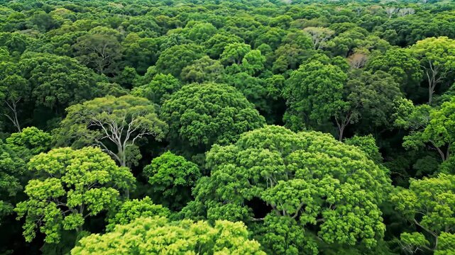 Lush Green Canopy of Amazon Rainforest Aerial View of Untouched Biodiversity and Dense Tropical Forest Ecosystem in South America Showcasing Environmental Conservation and Natural Beauty. - Powered by Adobe