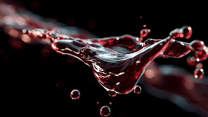 Dynamic splash of deep red liquid against a dark backdrop enhancing the visual allure of liquid