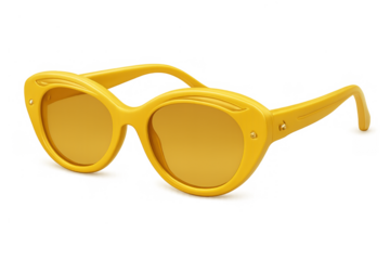 Yellow cat eye sunglasses for sunny days, vintage fashion accessory on transparent background