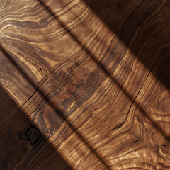 Dramatic Close-Up of Natural Wood Grain Texture with Sunlight, Brown Wooden Surface with Detailed Pattern, Abstract Background for Design and Decoration