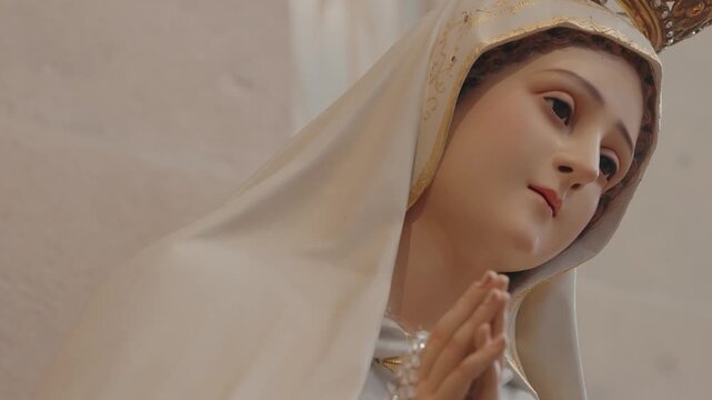 serene statue of our lady of fatima in a calm prayerful moment