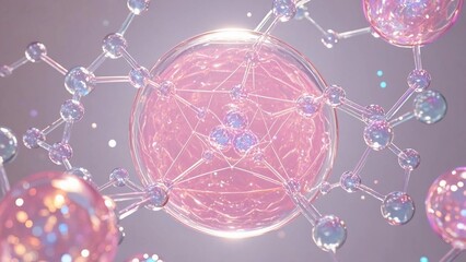 Transparent molecule of irregular round shape in pink