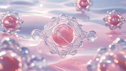 Transparent molecule of irregular round shape in pink