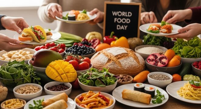 A bountiful spread of diverse food items for world food day celebration
