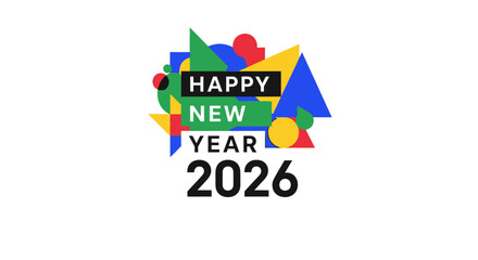 Happy new year 2026 greeting card design isolated on