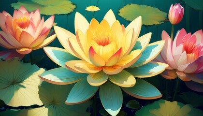 Tranquil Lotus Flowers Serene Beauty and Harmony in Full Bloom