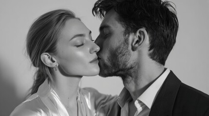 Timeless Black And White Kiss For Romantic Celebration