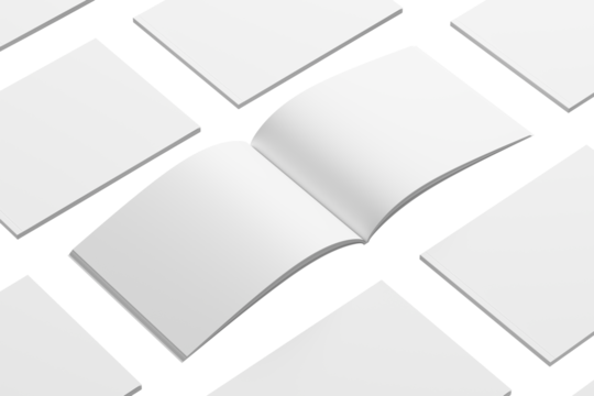 US Letter Landscape Magazine White Blank 3D Rendering Transparent Background Mockup PNG