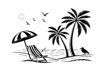 vector illustration of a tropical island