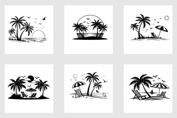 set of vector palms