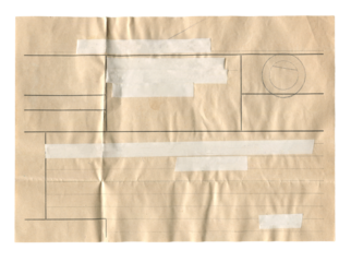 Vintage wire telegram form on aged brown paper with printed lines on white