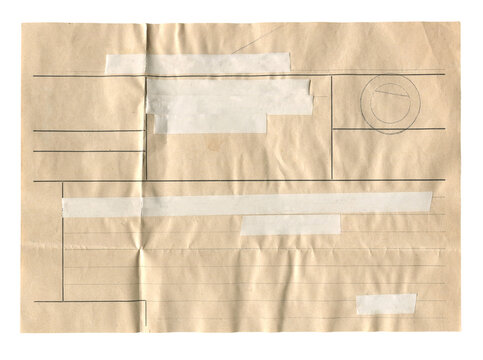 Vintage wire telegram form on aged brown paper with printed lines on white