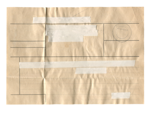 Vintage wire telegram form on aged brown paper with printed lines on white