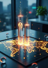 Global business growth concept with data visualization and technology innovation trends design