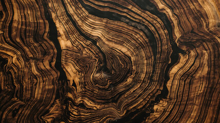 Abstract Wood Grain Texture Background with Dark Brown and Black Concentric Rings, Natural Tree Growth Pattern, Detailed Surface for Design and Decoration