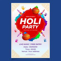 Vector illustration of Holi Party Invitation social media template