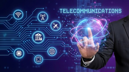 Global Telecommunications Network Technology and Connectivity Concept
