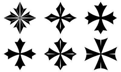 Elegant set of heraldic crosses for design projects offering timeless style and symbolic depth, great for branding, tattoos, and historical themes