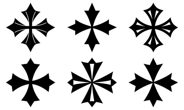 Elegant Maltese cross set for graphic design projects, emblems, logos, heraldry, and symbolic art, offering a touch of classic sophistication and visual impact