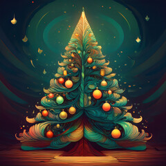 Christmas tree celebrating holiday season with festive ornaments