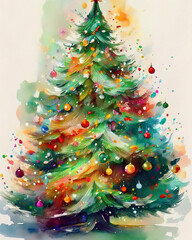 Vibrant watercolor christmas tree celebrating holiday traditions
