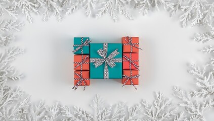 Gift boxes holiday presents christmas presents wrapped gifts winter holidays flat lay