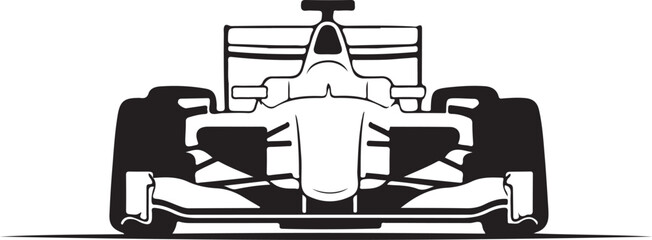 Naklejka premium Front view of a formula 1 race car silhouette on white