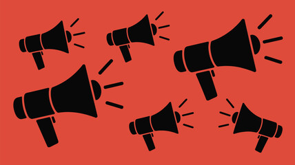 Bold black megaphones create a powerful announcement, perfect for spreading urgent news or important messages to a large audience, captivating attention