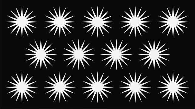 Elegant starburst pattern on black offers a modern dynamic vibe for backgrounds, textiles, or vibrant graphic designs and holiday themes