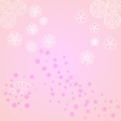 ロマンティックピンクの和風デザインペーパーープリンセス好き女子向けの、扇と花が舞う淡いピンクのガーリーな和柄デザインペーパー。推し活グッズ、手帳デコ素材やマスキングシールブックタイプ、フレークシール、包装紙、Web素材、SNS素材に。