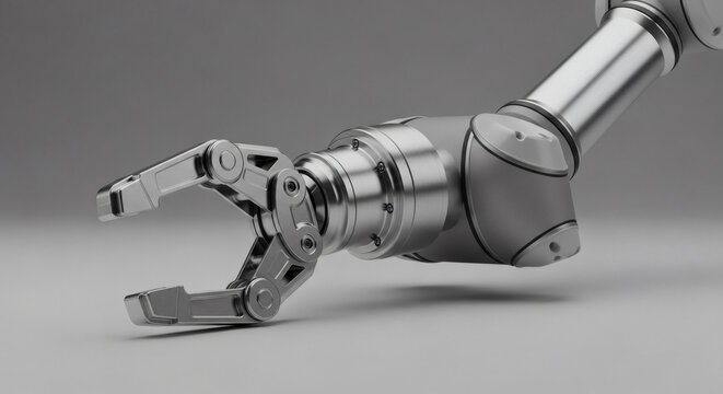 Modern robotic arm ready for precise industrial automation tasks and manufacturing innovation, showcasing cutting-edge technology and precision engineering
